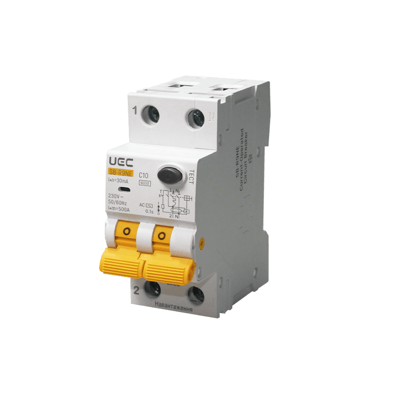Автомат дифференциального защита SB-R9NE 2P C 10A 30mA Тип AC 6kA UEC