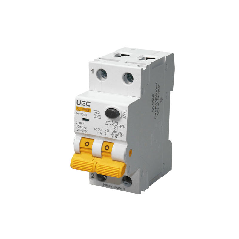 Автомат дифференциальной защиты SB-R9NE 2P C 25A 10mA Тип AC 6kA UEC