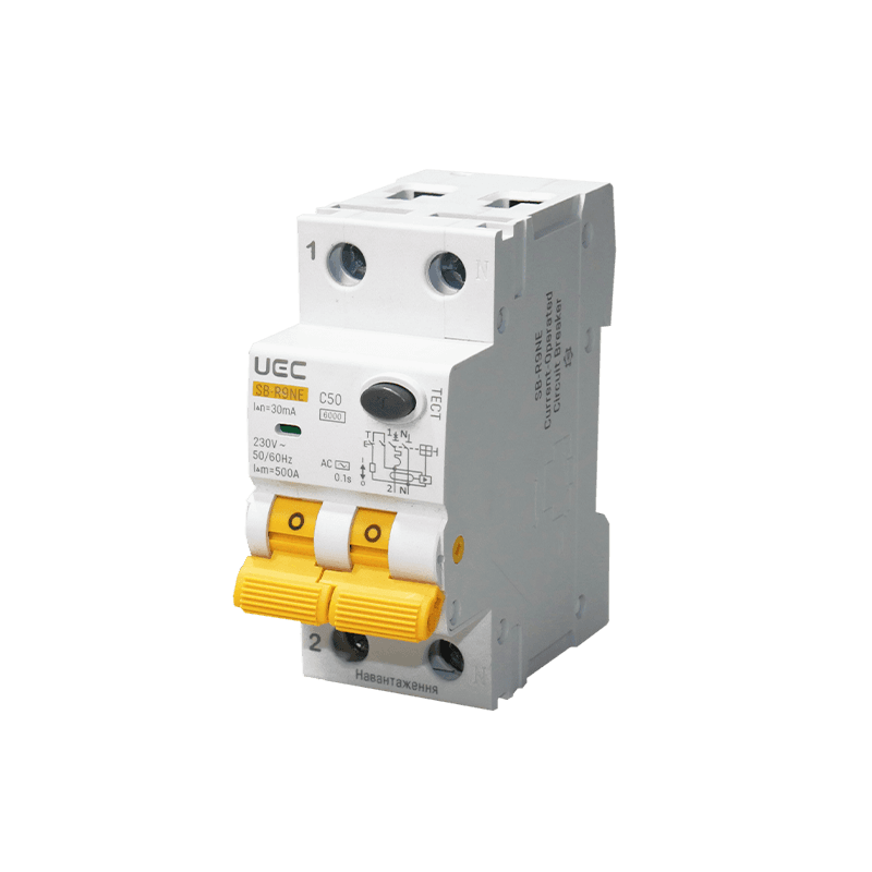 Автомат диференційного захисту SB-R9NE 2P C 50A 30mA Tип AC 6kA UEC