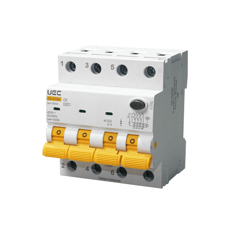 Автомат дифференциальной защиты SB-R9NE 4P C 06A 10mA Тип AC 6kA UEC