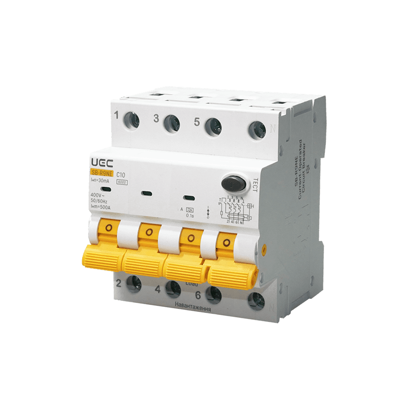 Автомат дифференциального защита SB-R9NE 4P C 10A 30mA Тип A 6kA UEC
