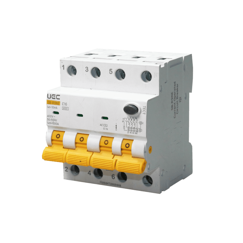 Автомат дифференциального защита SB-R9NE 4P C 16A 10mA Тип AC 6kA UEC