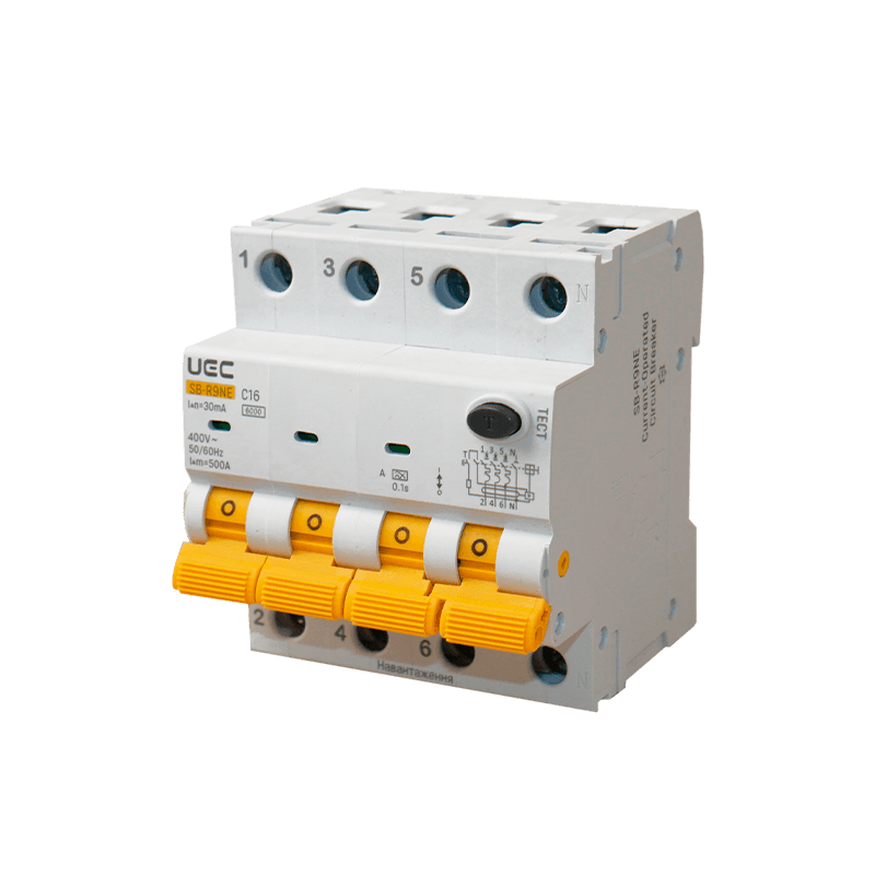 Автомат дифференциального защита SB-R9NE 4P C 16A 30mA Тип A 6kA UEC