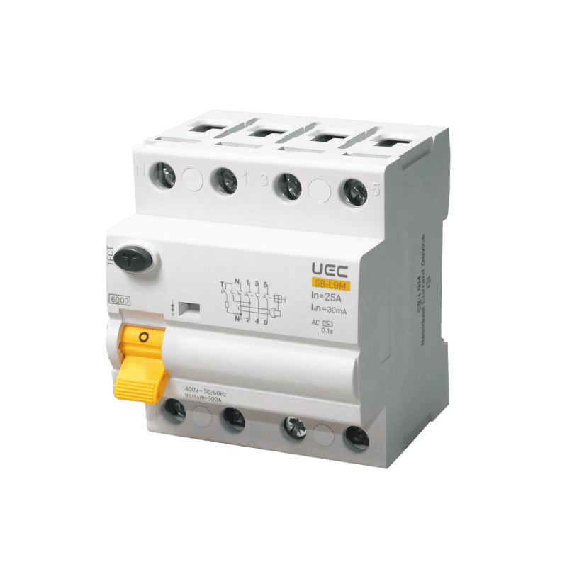 Пристрій захисного відключення SB-L9M 4P 25A 30mA Tип AC 6kA UEC