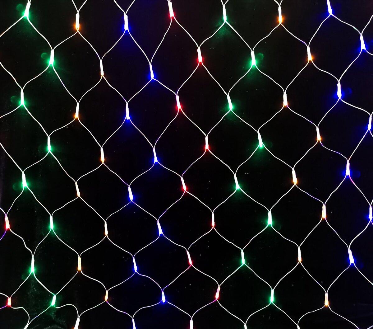 Гирлянда-сетка новогодняя LED VALESO 160 RGB 1.2x1.5 м 8 режимов Зеленый провод LKS5048