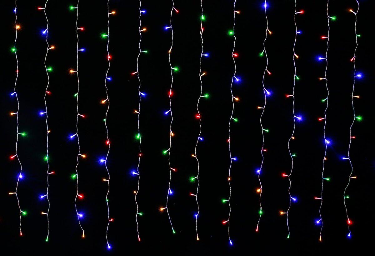 Гірлянда-штора LED VALESO 144 RGB 3х2 м 8 режимів Прозорий провід LKS5053