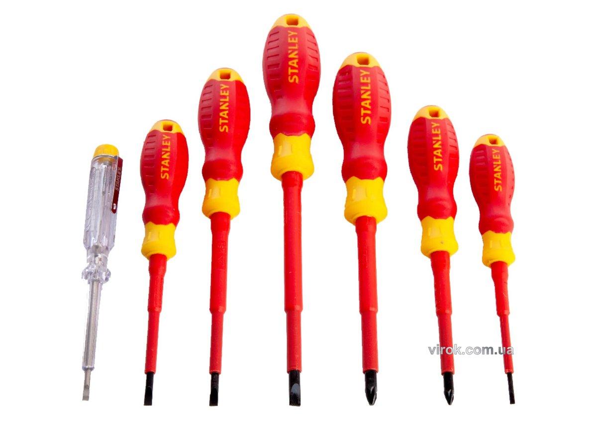 Набор отверток диэлектрических STANLEY: индикатор, SL, PZ, VDE до 1000 В, 7 шт.