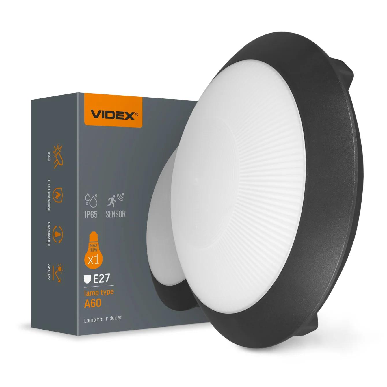 Светильник IP65 для лампы E27 VIDEX VL-BHR-E2726SB с датчиком движения