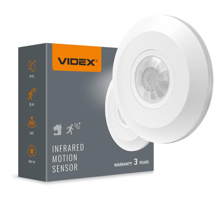 Датчик движения и освещенности VIDEX VL-SPC05W 220V 800W инфракрасный белый