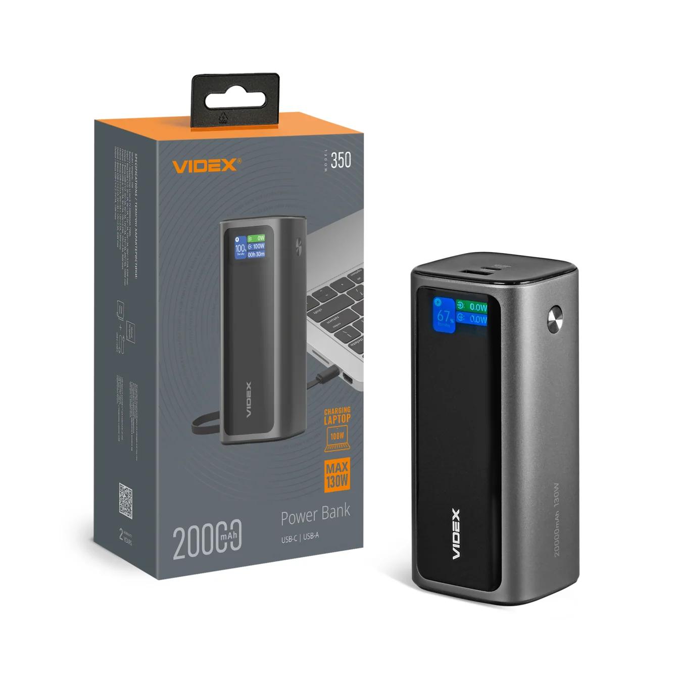 Power Bank 20000mAh VIDEX VPB-350 130W PD100W +Display
