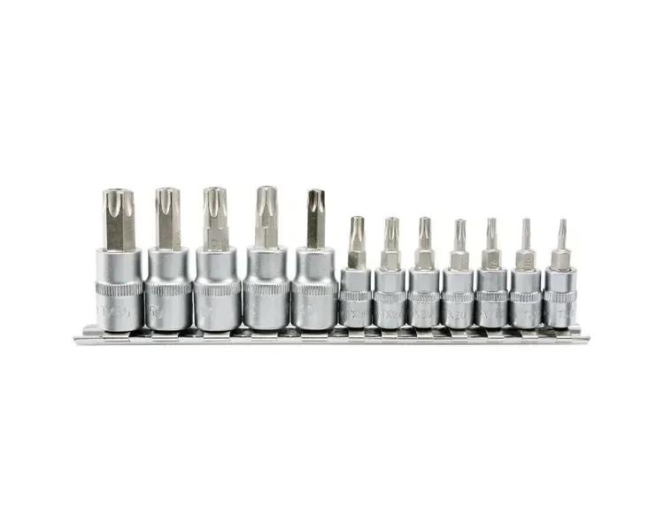 Набір головок торцевих з насадками TORX YATO 1/4" і 3/8" Т8-Т55 12 шт