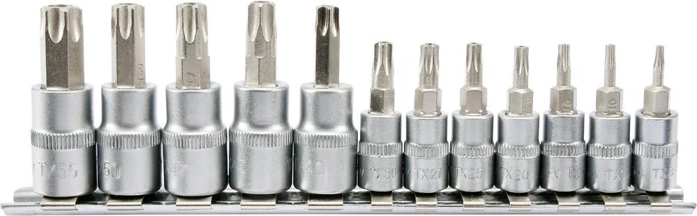 Набор головок торцевых с насадками TORX Security YATO 1/4 и 3/8 Т8-Т55 12 шт.