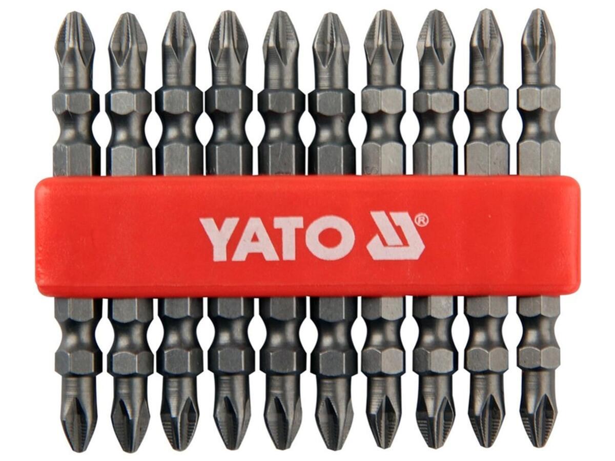 Насадка викруткова двостороння YATO 1/4" хрестова РН2 х 65 мм 10 шт