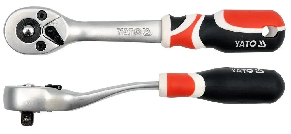 Трещотка 1/4 с изогнутой ручкой YATO 155 мм 72 зубца