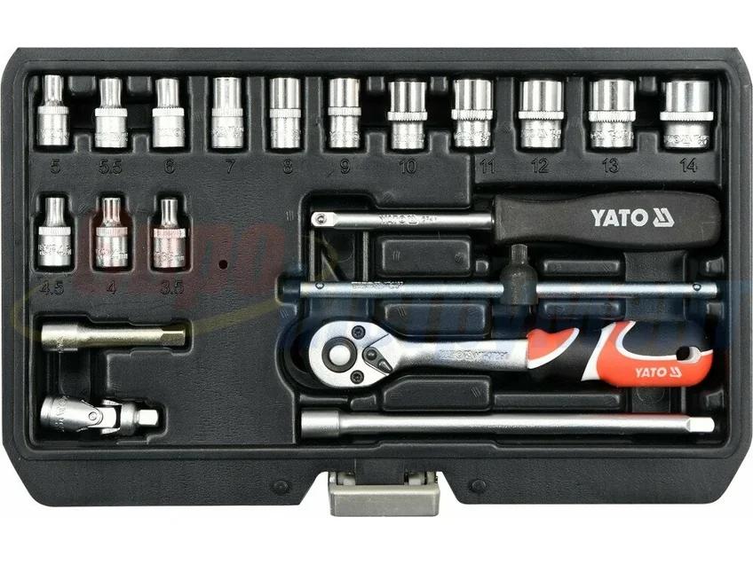 Набор головок торцевых YATO 1/4'' М3.5-14 мм 20 предметов