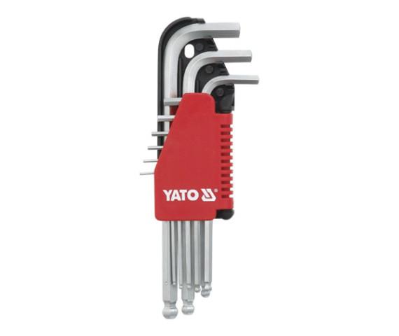 Набір ключів шестигранних Г-подібних дюймових з кулькою YATO 1/16"-3/8" 12 шт