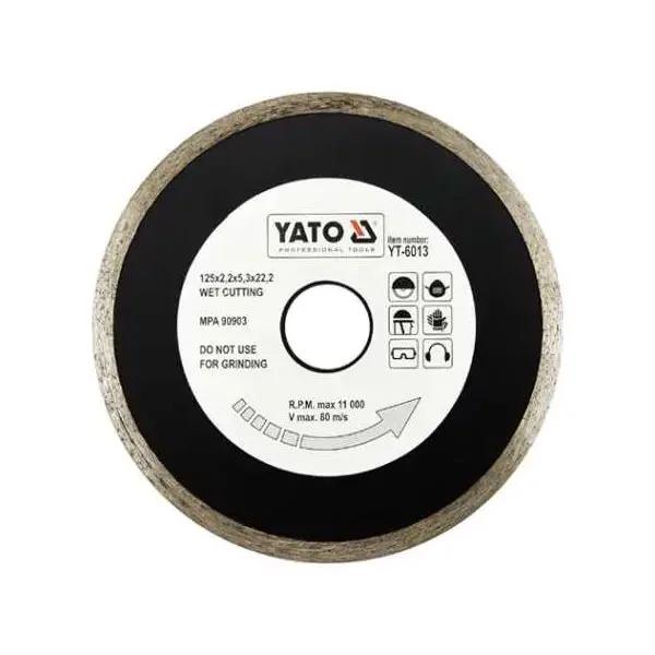 Диск відрізний алмазний для мокрої різки YATO 125 x 2.2 x 5.3 x 22.2 мм