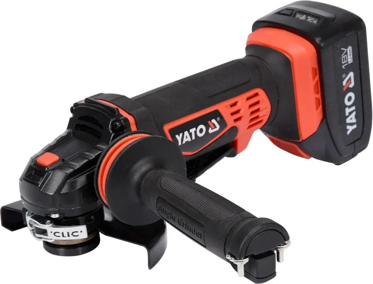 Угловая аккумуляторная шлифмашина YATO Li-Ion 18 В 2 Ач