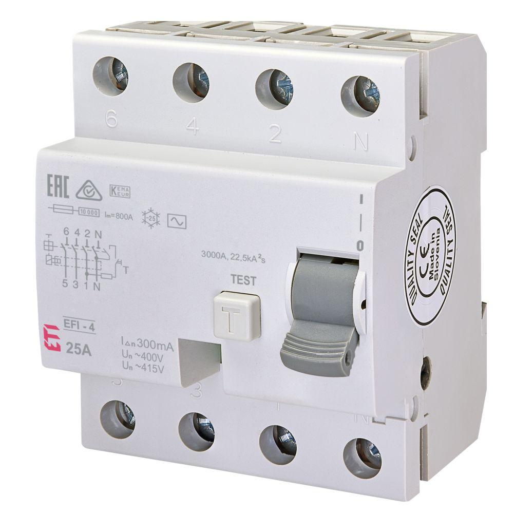 Диф. реле EFI-4 25/0,3 тип AC (10kA)