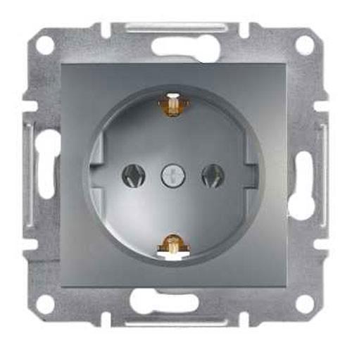 Розетка з заземленням сталь Schneider Asfora EPH2900162