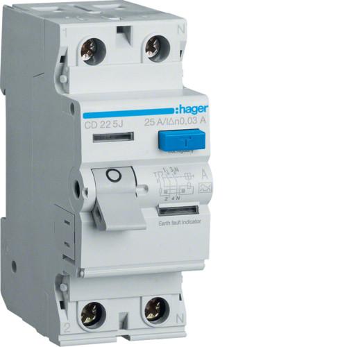 Устройство защитного отключения Hager 2P 25A 30mA CD225J