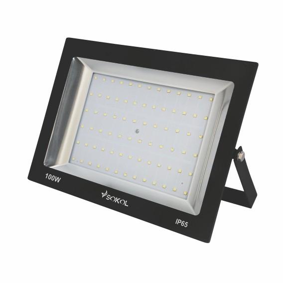 Прожектор LED-SLТ 100w 220В 6500lm 6500K Sokol алюмінієвий корпус, загартоване скло