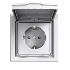 Розетка з заземленням з кришкою біла IP44 Schneider Asfora EPH3100321