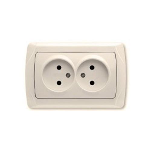 Розетка подвійна без заземлення крем глянцева IP20 VIKO Carmen 90562055