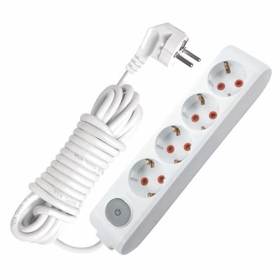 Подовжувач 4гн 2м із заземленням та кнопкою VIKO Multi-Let