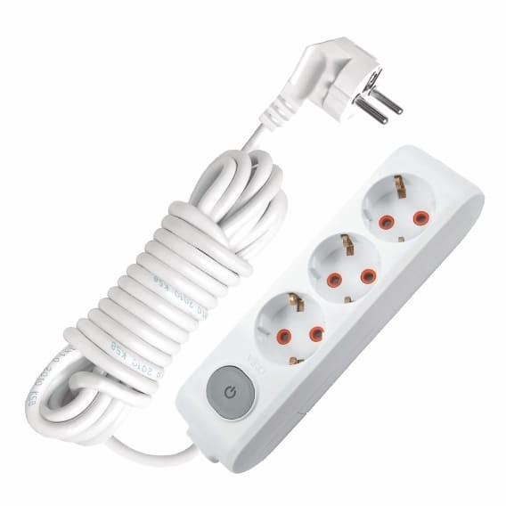 Подовжувач 3гн 5м із заземленням та кнопкою VIKO Multi-Let
