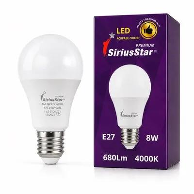 Світлодіодна лампа SIRIUSSTAR 3106 A60 8W-4000K-E27