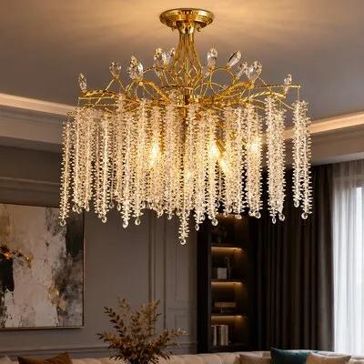 Люстра підвісна кришталева VALESO 1113/600 золотий на 9 ламп E14