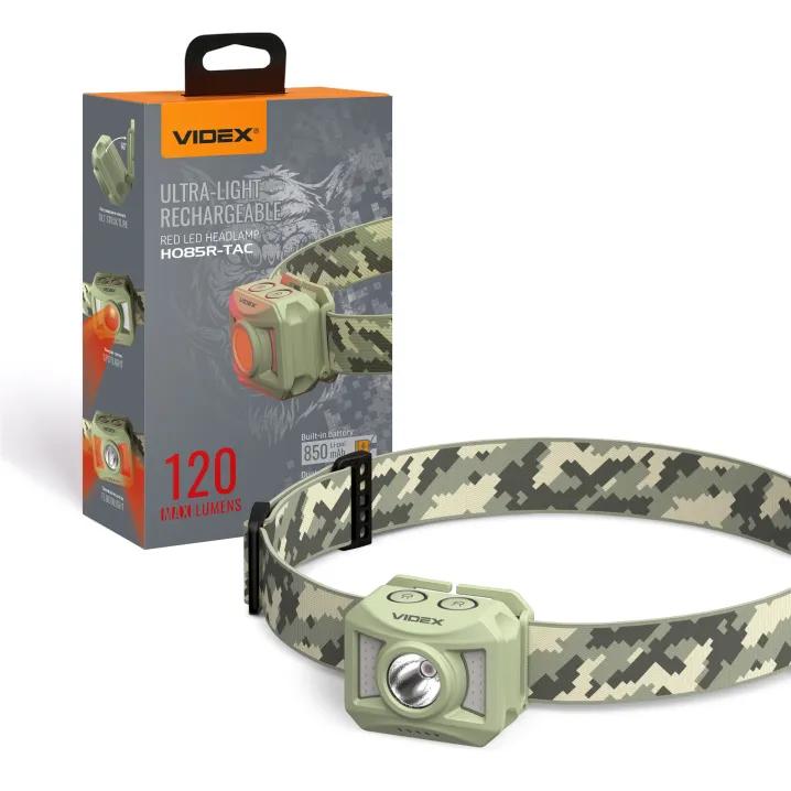 Налобний світлодіодний ліхтарик VIDEX VLF-H085R-TAC 120Lm RED