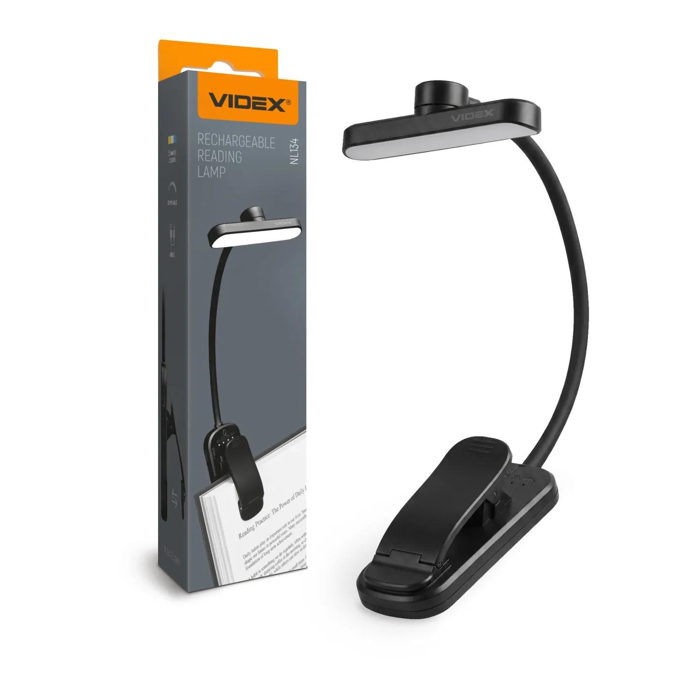 LED Світильник акумуляторний для читання VIDEX VL-NL134B Black