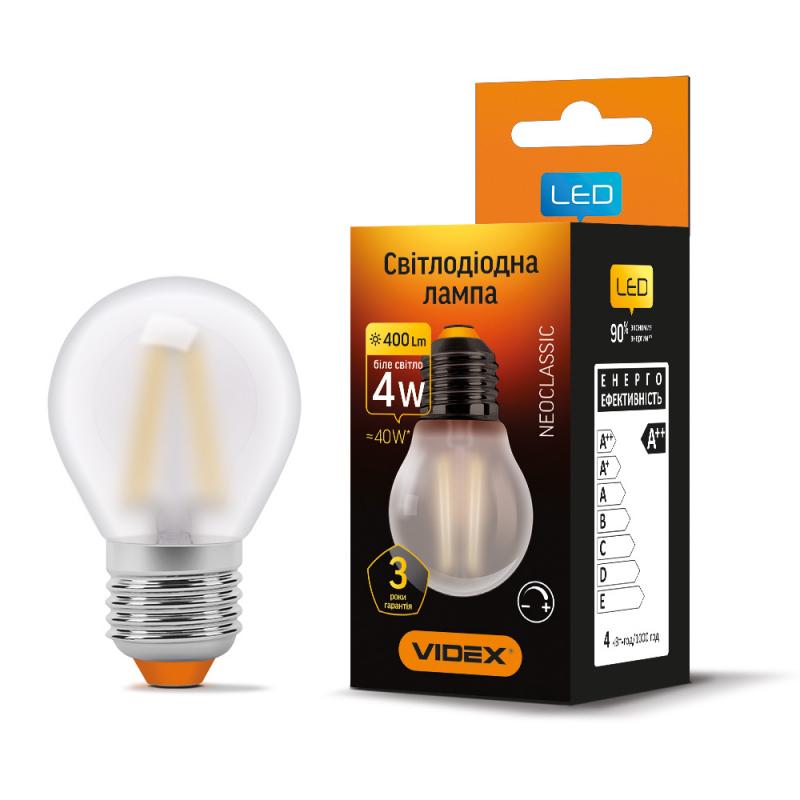 LED лампа VIDEX Filament G45FMD 4W E27 4100K димерная