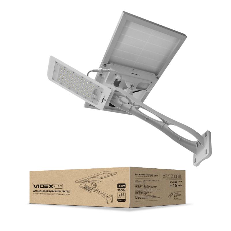 LED уличный фонарь автономный VIDEX 30W 5000K