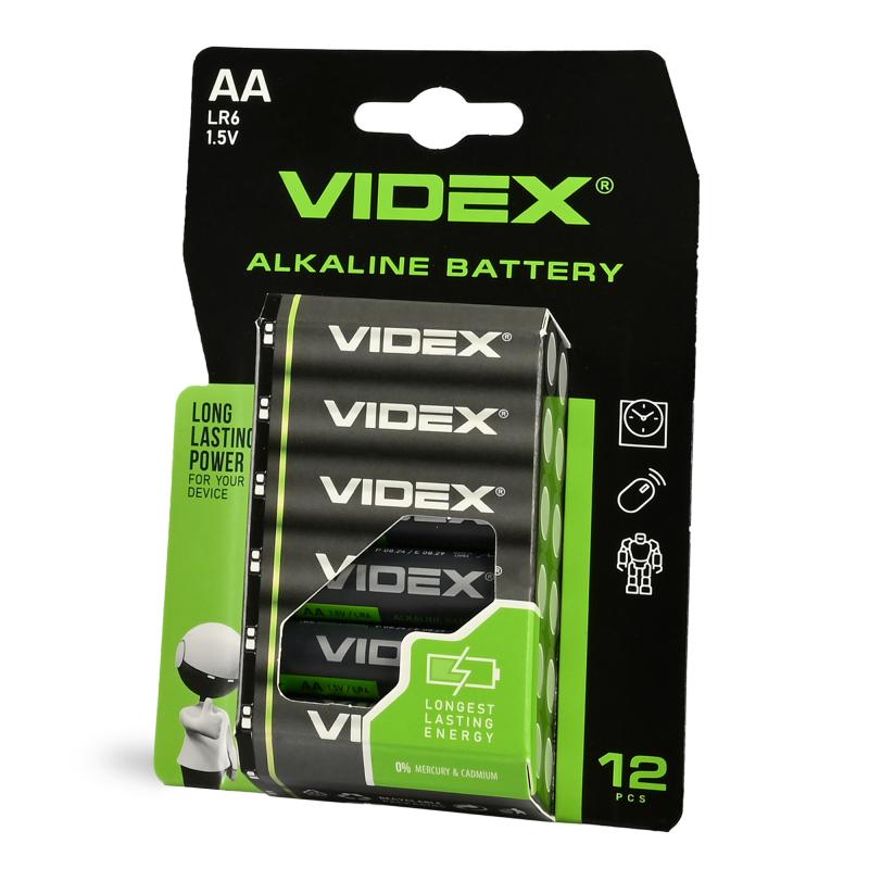 Батарейка лужна VIDEX LR6/AA 12шт BLISTER