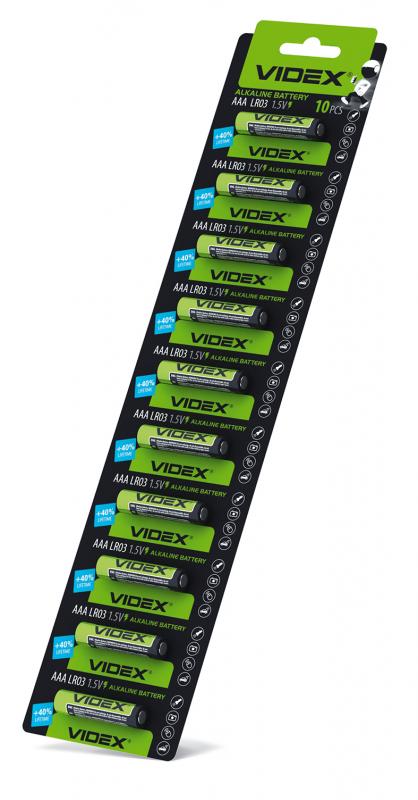 Батарейка лужна Videx LR03/AAA 1шт х 10 BLISTER