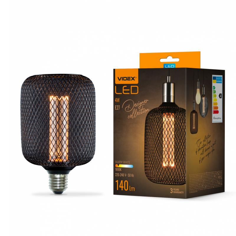 LED лампа VIDEX Filament VL-DBMC100162 4W E27 1800K в стиле черной кольчуги
