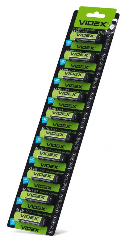 Батарейка лужна Videx LR6/AA 1шт х10 BLISTER