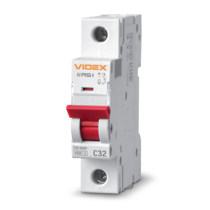 Автоматичний вимикач RS4 1п 32А С 4,5кА VIDEX RESIST