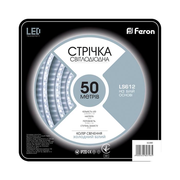 Светодиодная лента Feron LS612 120SMD / м 12V IP22 50 м белый
