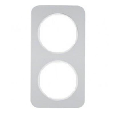 Рамка 2Х алюминий/пол.белизна, R.1