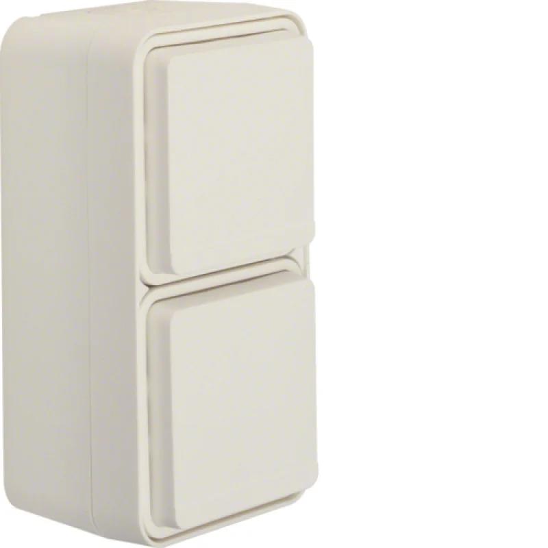 Розетка с з/к двойная вертикальная IP55, пол.белая, 16А/250В W.1