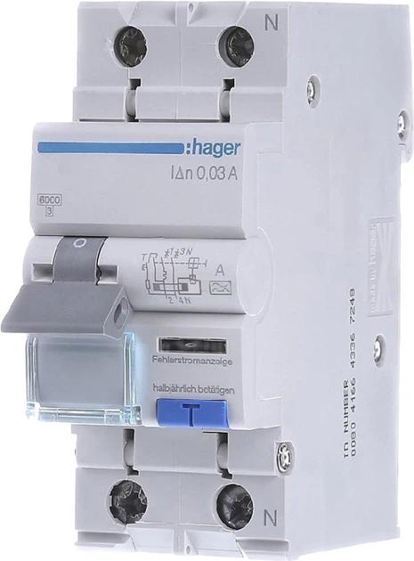 Дифавтомат 1P+N, 25A, C, 30мА, 6кА, A, Hager ADA975D