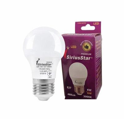 Светодиодная лампа SIRIUSSTAR 3407 G45 6W-3000K-E27