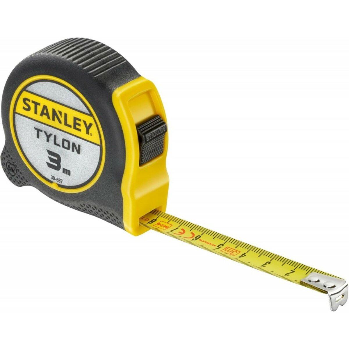 Рулетка STANLEY "Tylon" : 3 м х 12,7 мм. ергономічний корпус пластик + еластомер, Tylon покриття