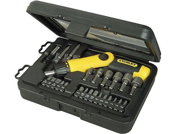 Отвертка обратная STANLEY Pistol Grip Ratchet с насадками 25 шт.