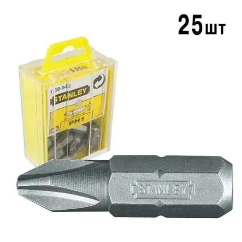 Насадка викруткова STANLEY 1/4" хрестова PH1 х 25 мм 25 шт