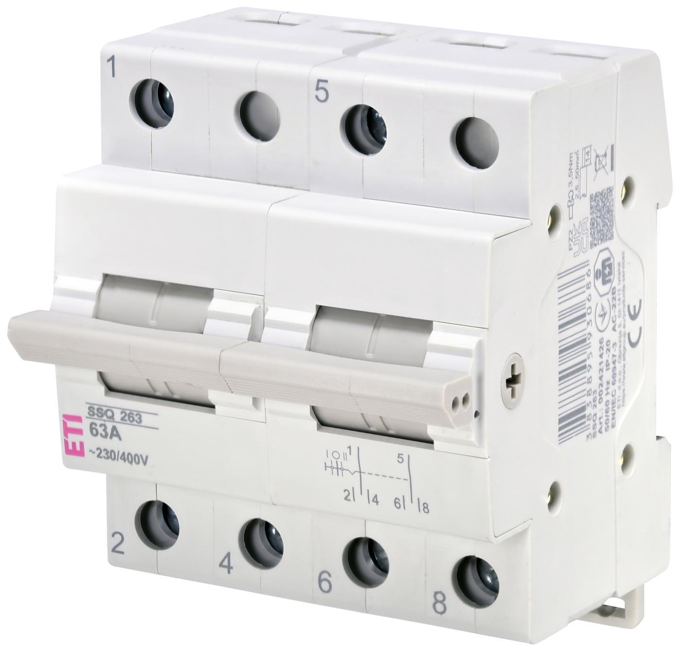 Перемикач навантаження SSQ 263 "1-0-2", 2p 63A